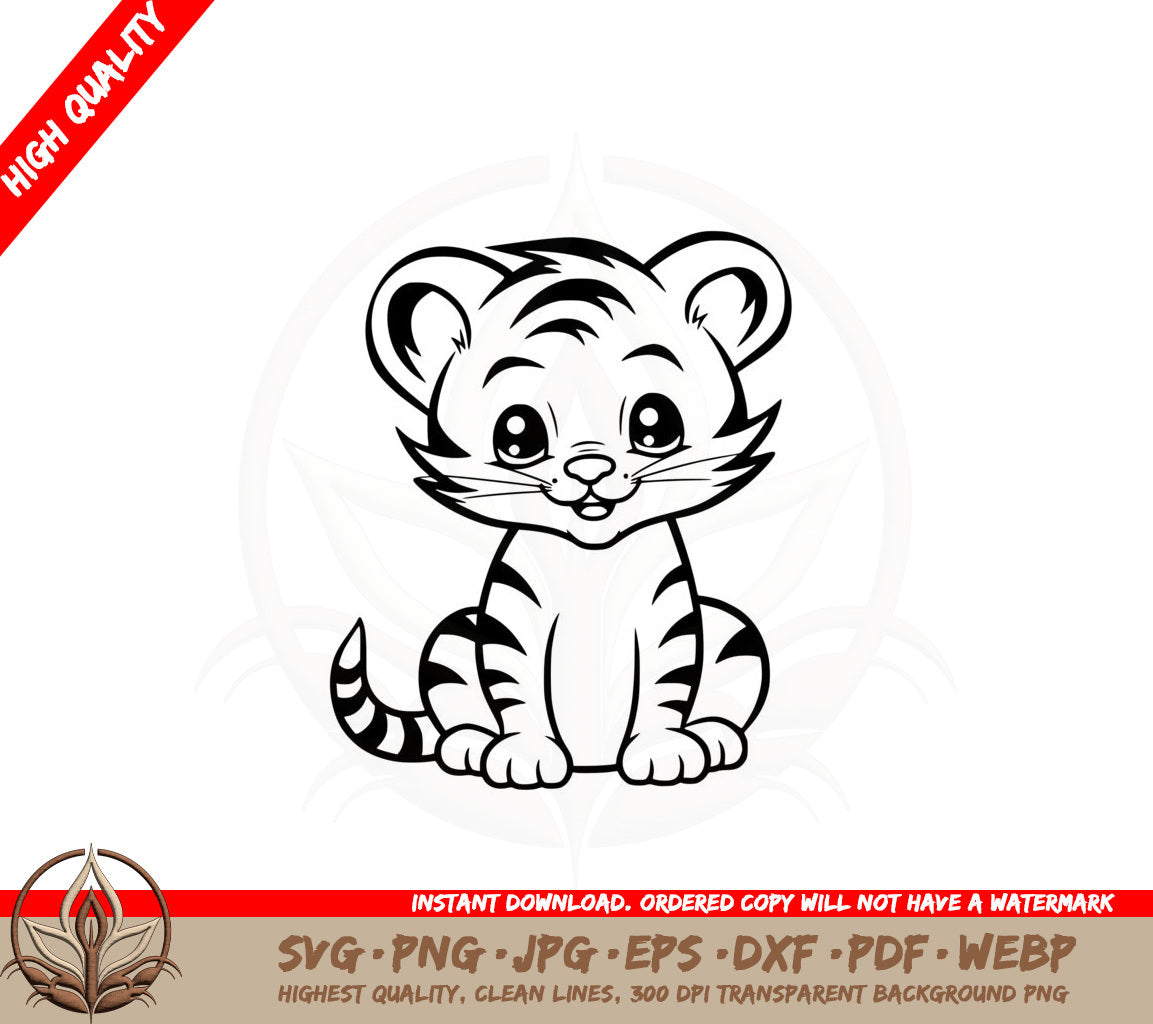 Baby Tiger SVG PNG JPG AI PDF DXF EPS and WebP Digital Cut File 