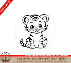 Baby Tiger SVG PNG JPG AI PDF DXF EPS and WebP Digital Cut File 