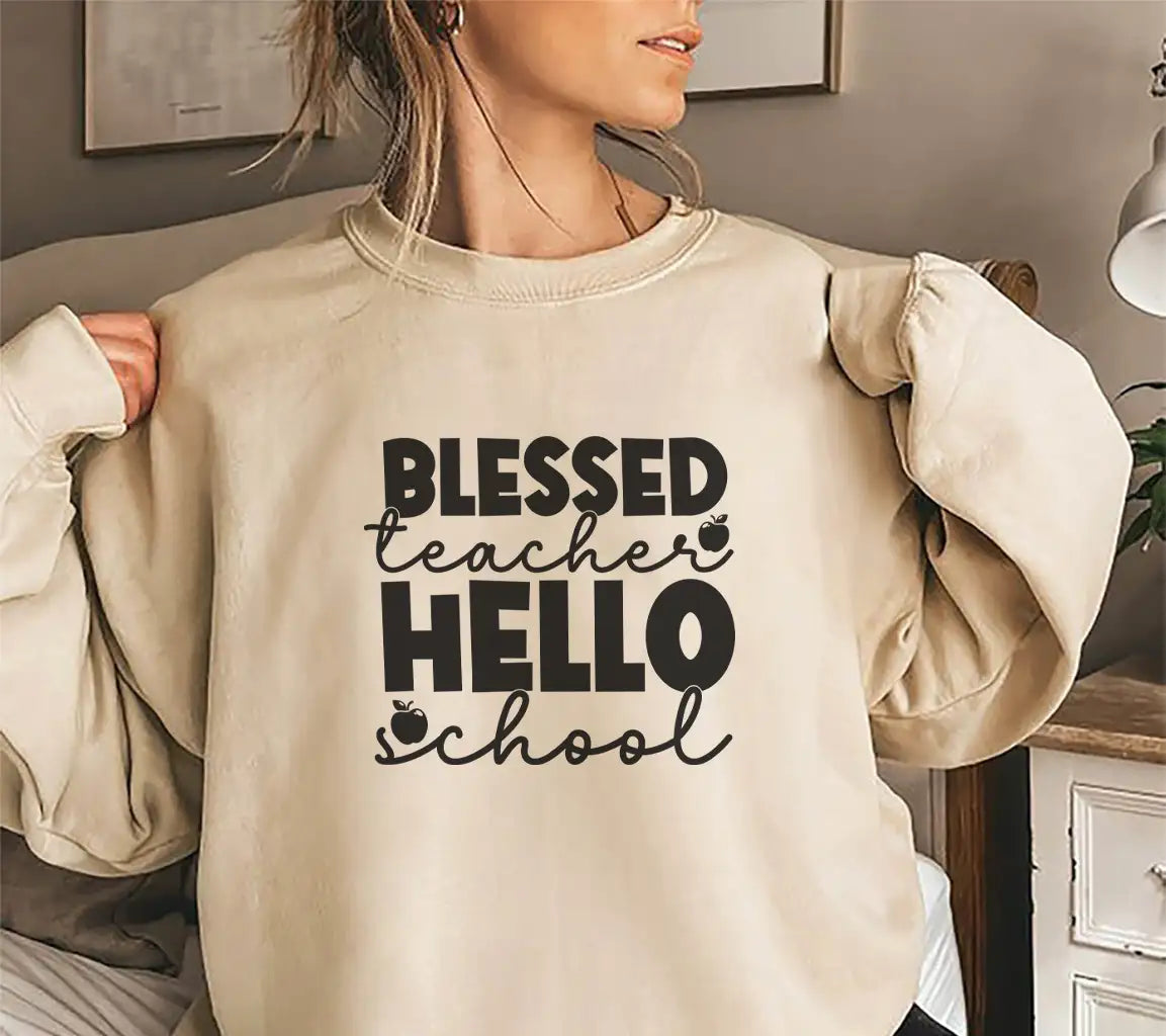 Blessed Teacher Hello School SVG - Back to School Design SVG