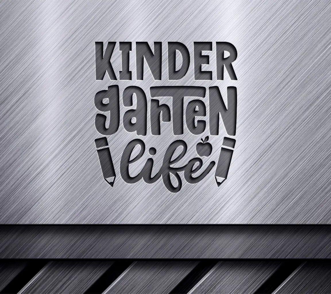 Kindergarten Life SVG - Back to School Pencil & Apple Design SVG