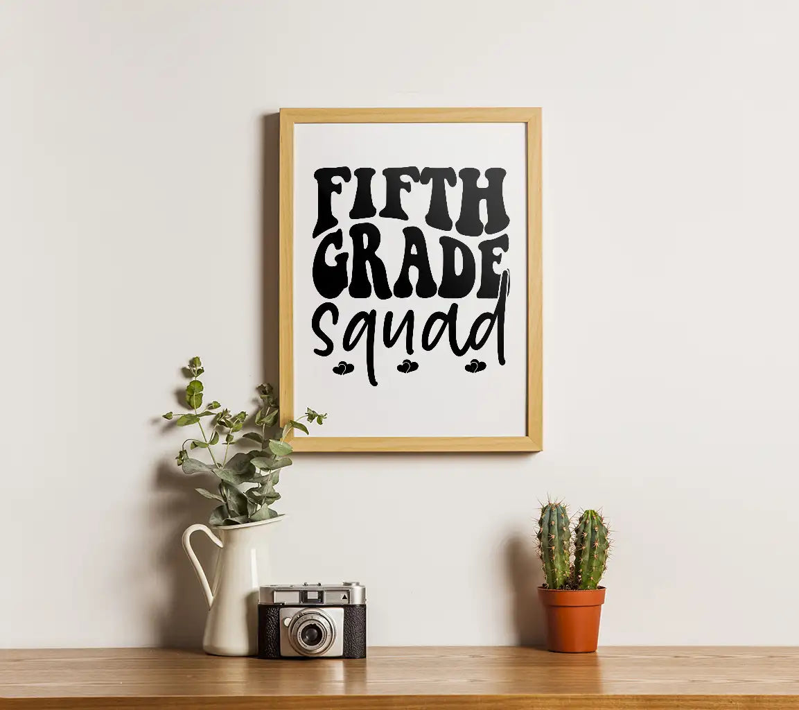 Fifth Grade Squad SVG - Black Text on White Background SVG