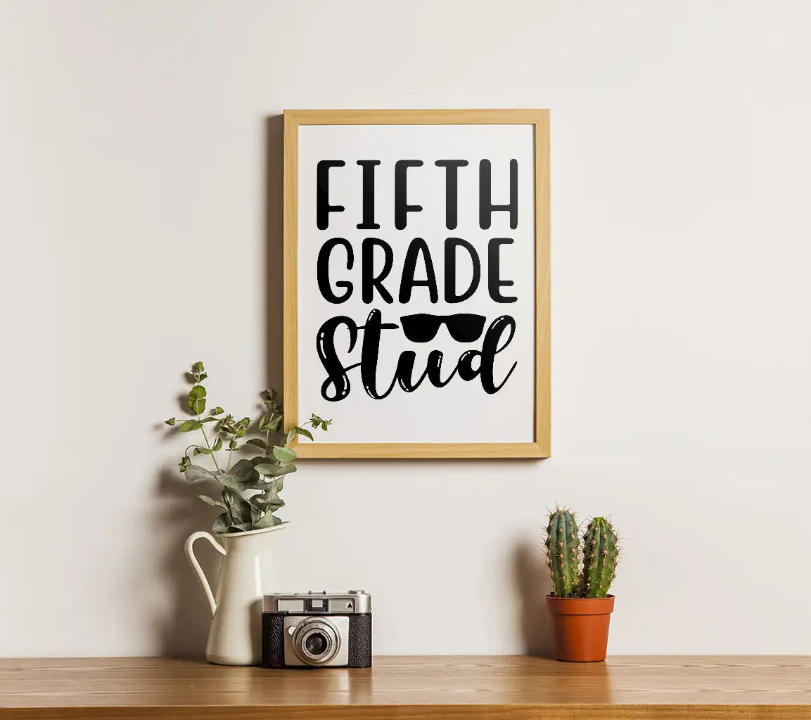 Fifth Grade Stud with Sunglasses SVG - Back to School Design SVG