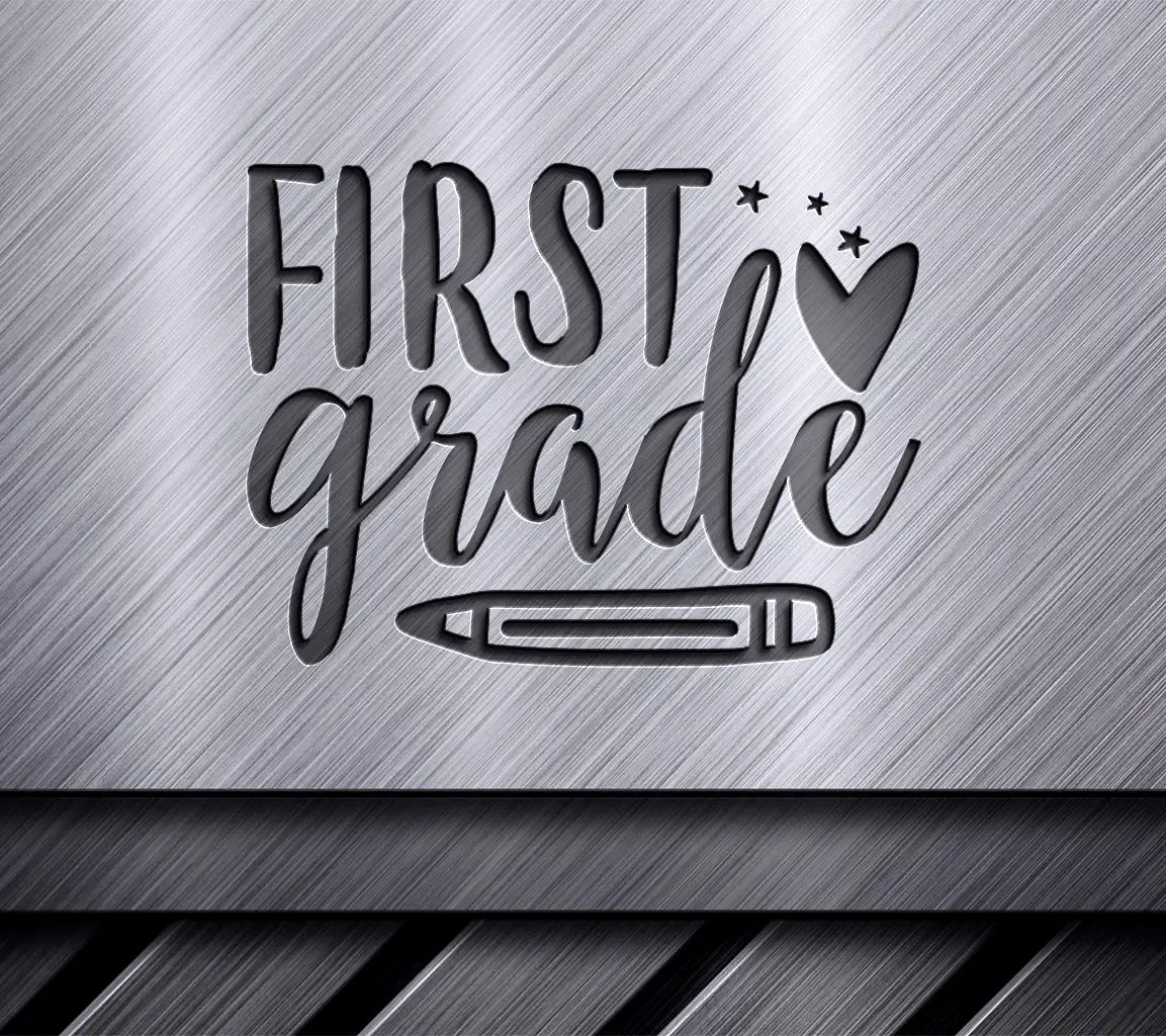 First Grade Heart & Pencil SVG - Back to School Design SVG