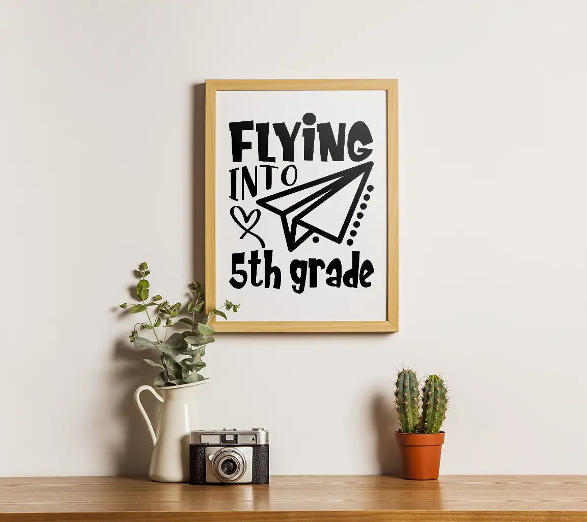 Flying Into 5th Grade Paper Airplane SVG - Back to School Design SVG