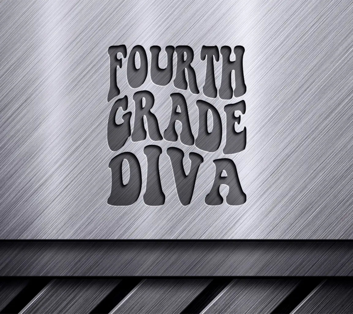 Fourth Grade Diva SVG - Black Letters on White Background - Back to School SVG