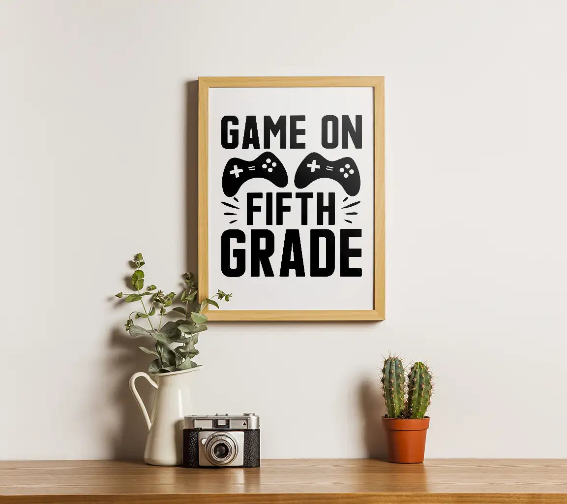 Game On Fifth Grade -  T-Shirt SVG with Controllers SVG