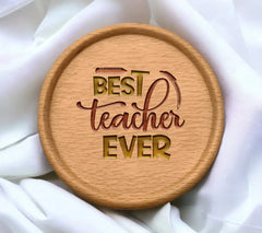 Best Teacher Ever SVG - Red & Yellow Sign - Back to School Graphics SVG