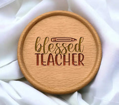 Blessed Teacher SVG - Yellow & Red Design with Pencil - Back to School Graphics SVG