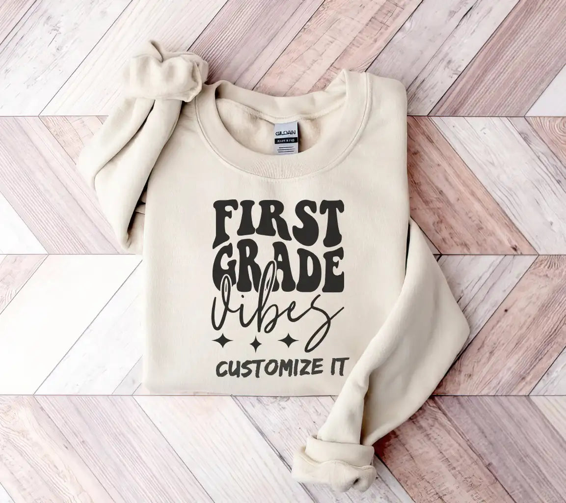 First Grade Vibes SVG - Black Text on White Background SVG