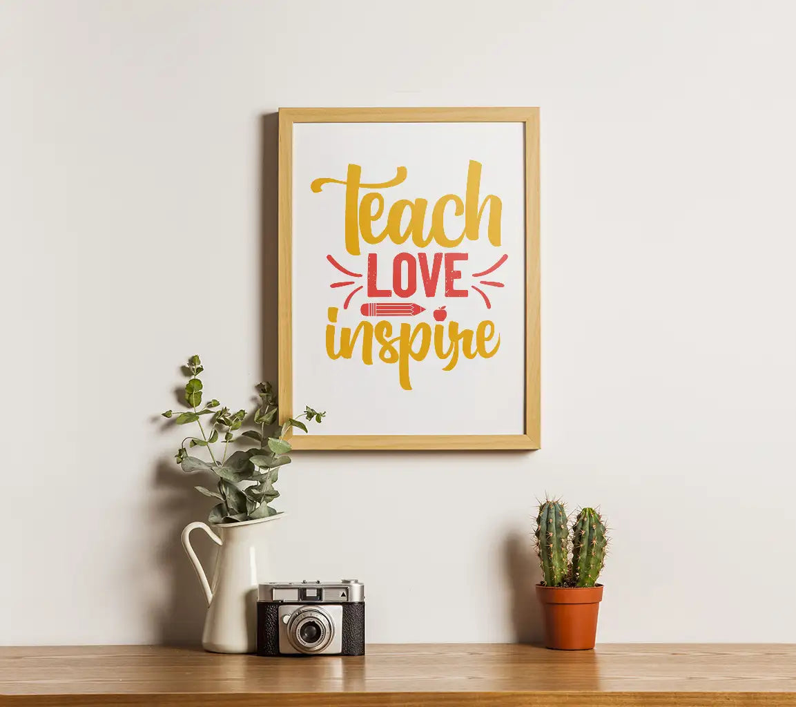 Teach Love Inspire SVG - Yellow & Red Back-to-School Sign SVG