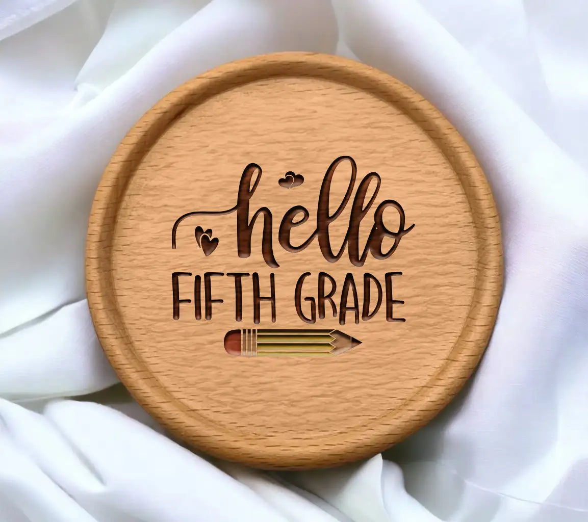 Hello Fifth Grade SVG - Back to School Design with Pencil & Hearts SVG