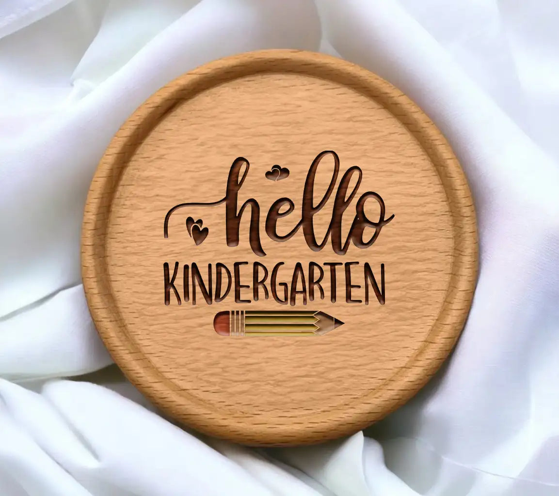 Hello Kindergarten SVG with Pencil and Hearts - Back to School Design SVG