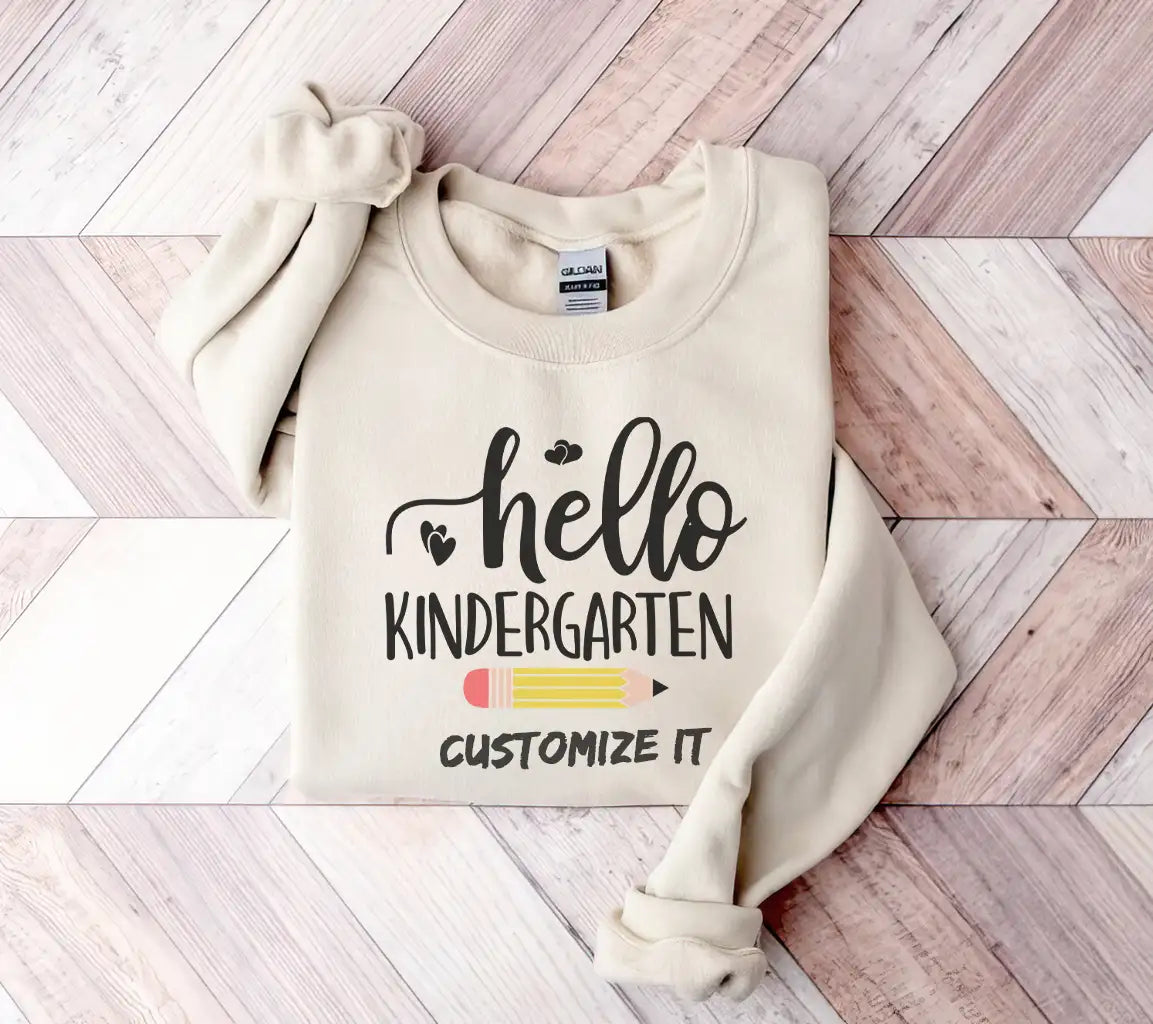 Hello Kindergarten SVG with Pencil and Hearts - Back to School Design SVG