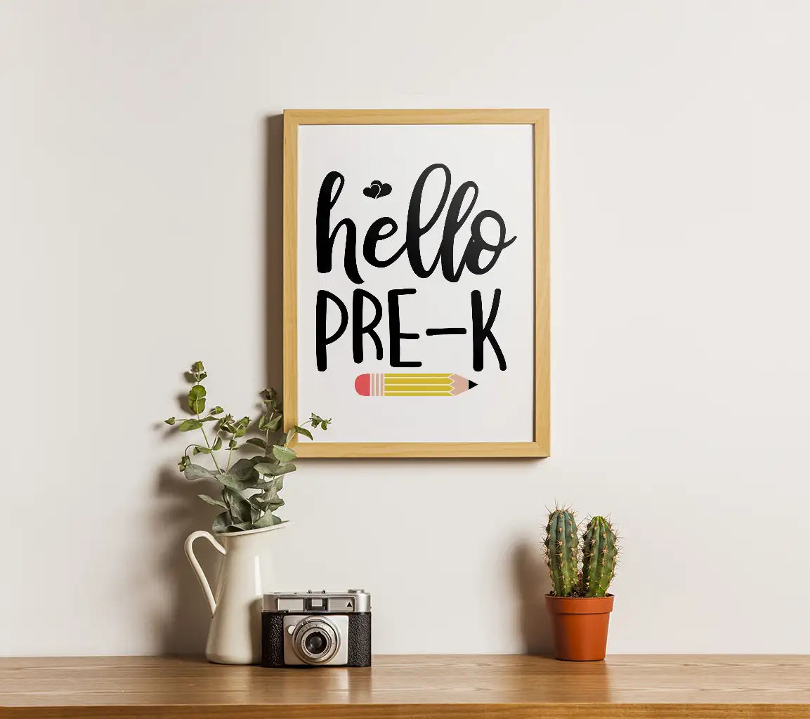 Hello Pre-K SVG - Back to School Pencil & Heart Design SVG