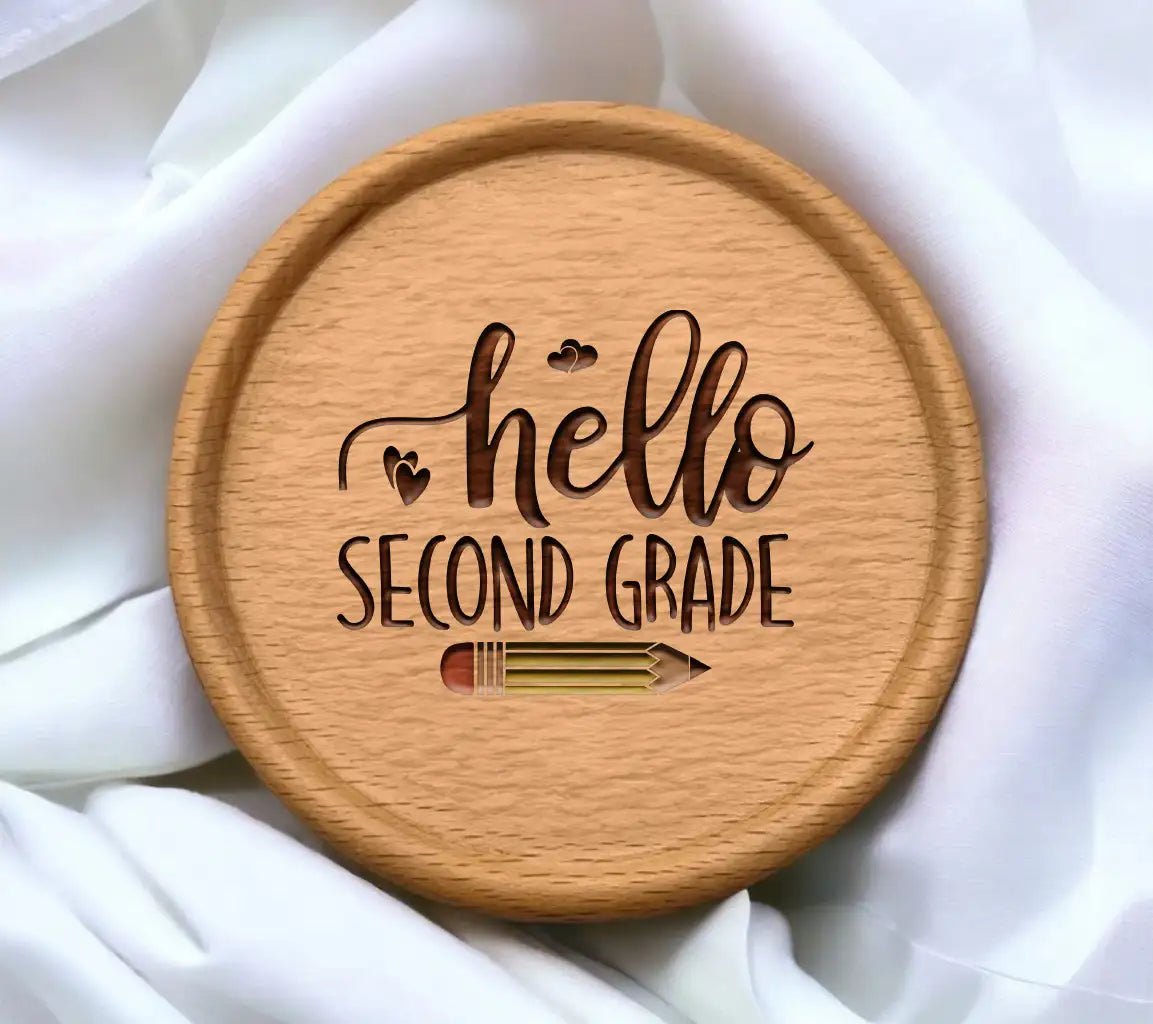 Hello Second Grade SVG - Back to School Sign with Pencil & Hearts SVG