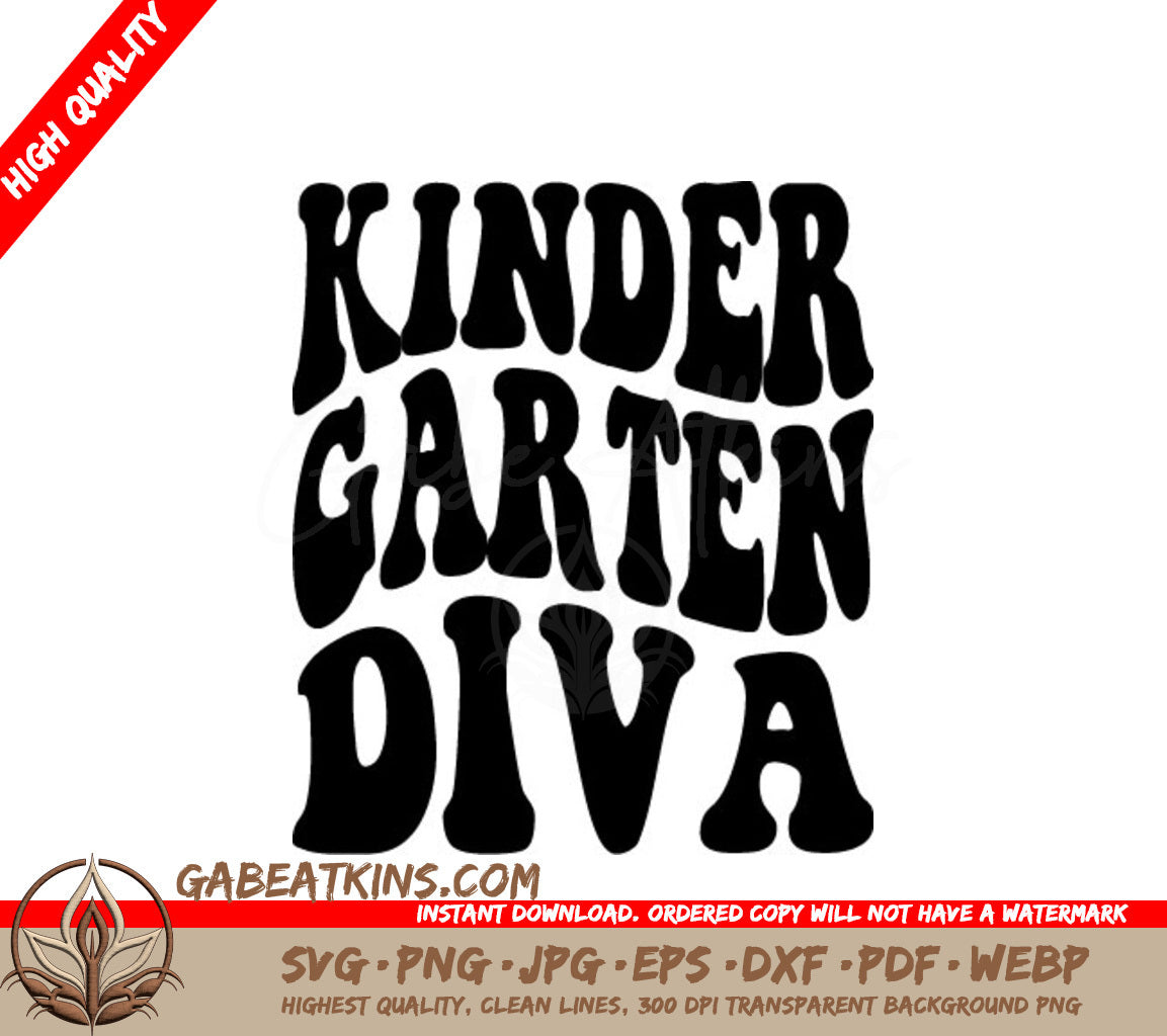 Kindergarten Diva Silhouette SVG -  Back to School Design SVG