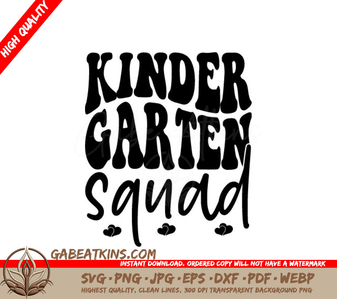  Kindergarten Squad Logo SVG - Back to School Design SVG