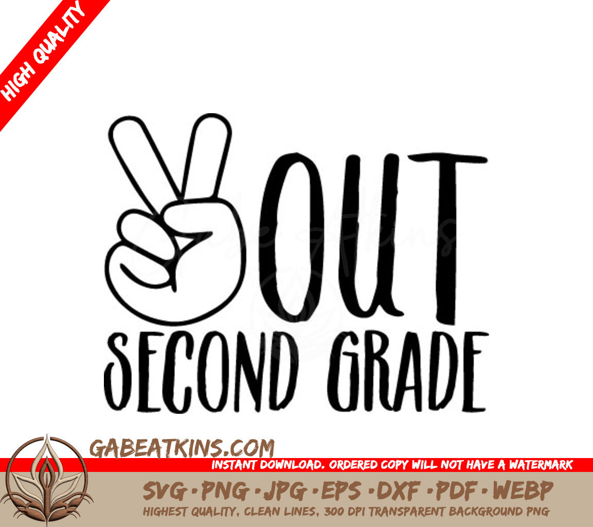  Out Second Grade Peace Sign SVG - Back to School SVG