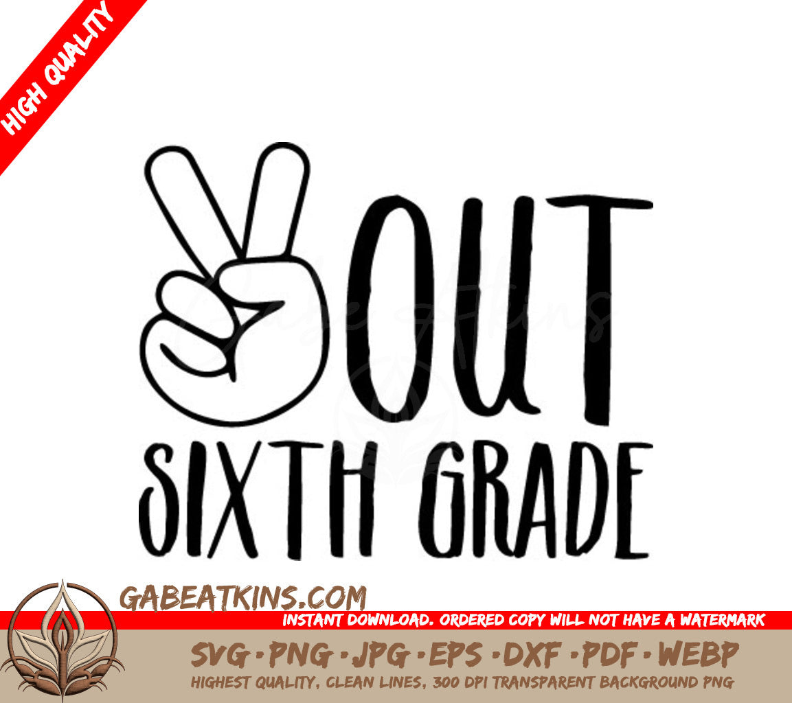 Sixth Grade Peace Sign Logo SVG -  Back to School Design SVG