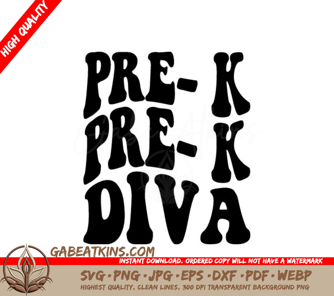 Pre-K Diva SVG -  Logo - Back to School Design SVG