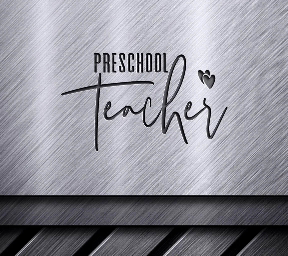  Preschool Teacher Logo SVG with Hearts - Back to School Design SVG