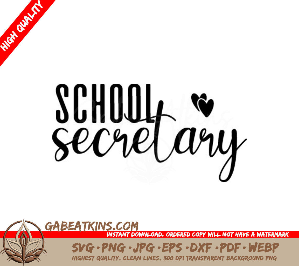  School Secretary Heart Logo SVG - Back to School SVG