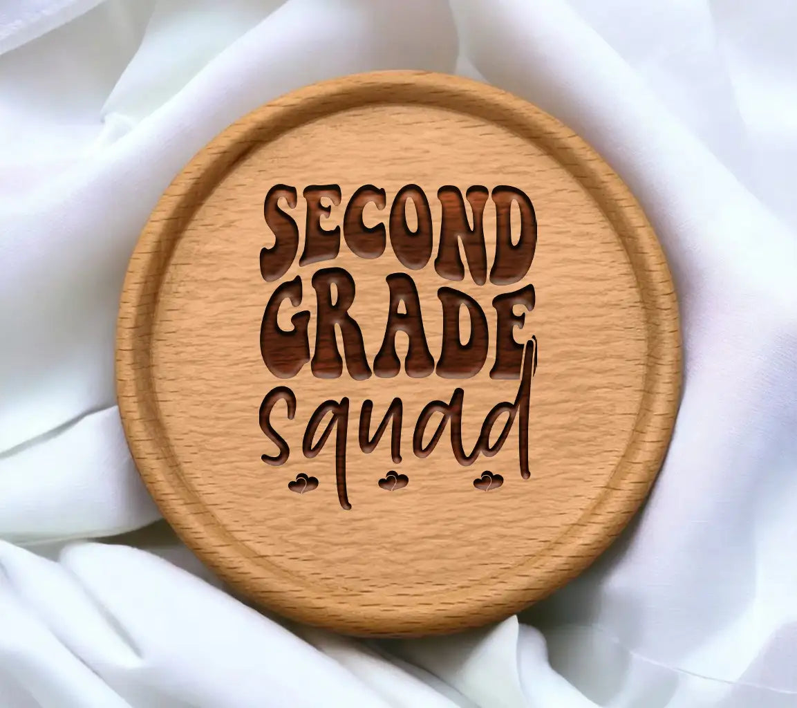 Second Grade Squad SVG - Black Text on White Background SVG