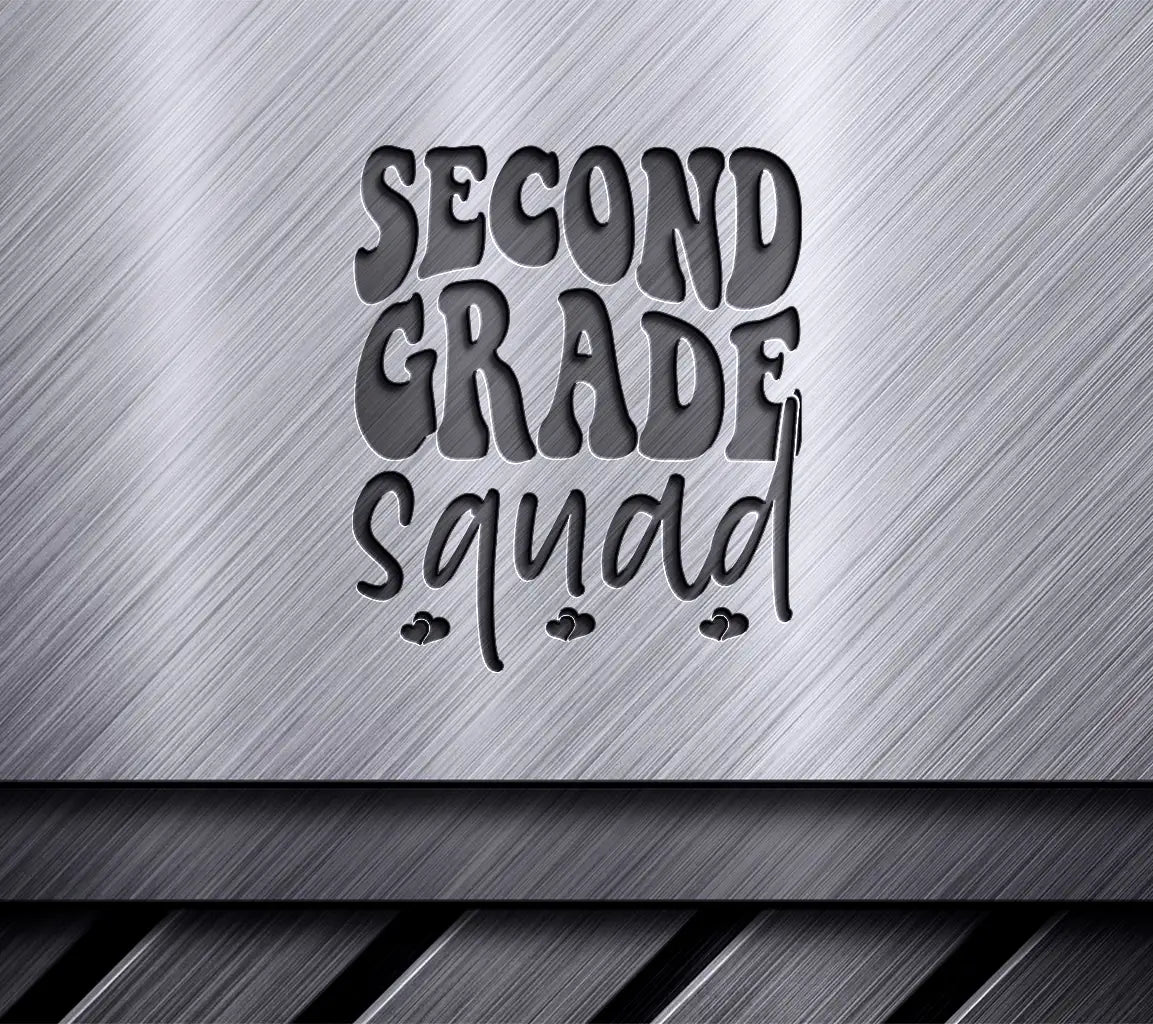 Second Grade Squad SVG - Black Text on White Background SVG