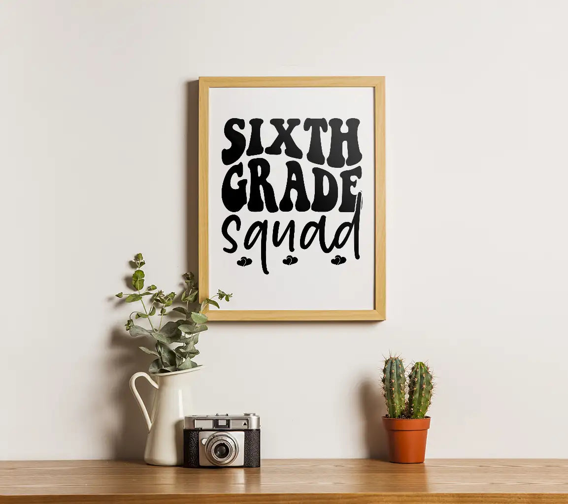 Sixth Grade Squad SVG - Black Text on White Background SVG