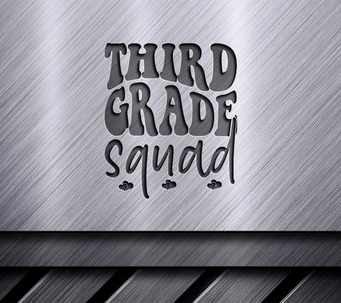 Third Grade Squad SVG - Black Text on White Background SVG