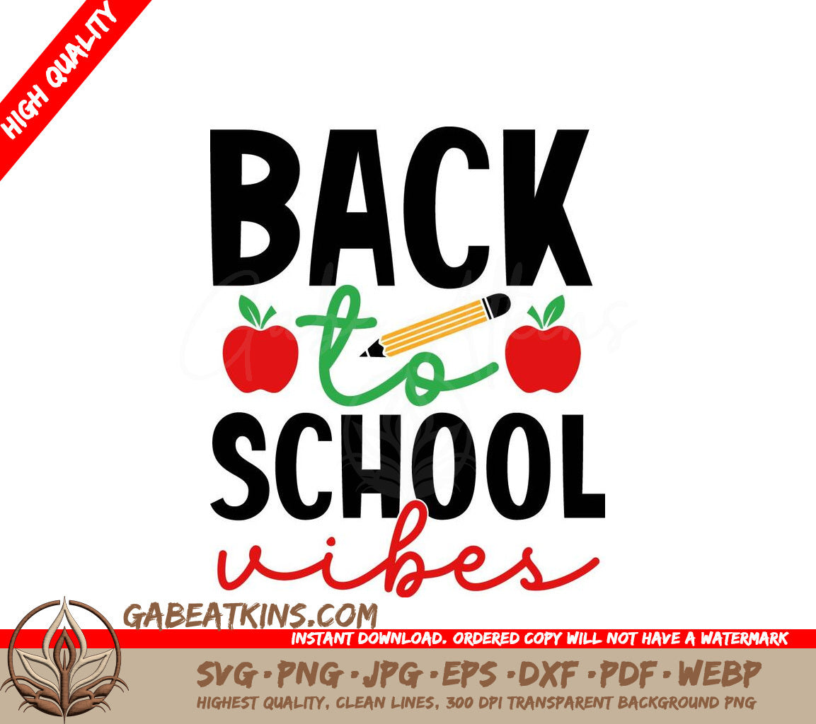 Back to School Apple & Pencil SVG Design - School Vibes SVG