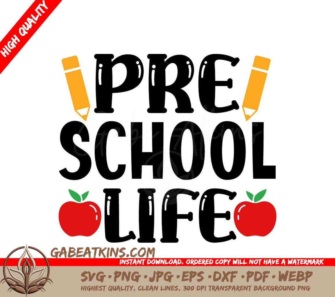 Preschool Life SVG Design - Apples, Pencils & Back to School SVG