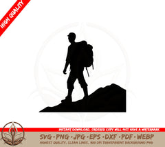 Backpacking Hiker SVG Cut File  Hiking Clipart  Silhouette Design 