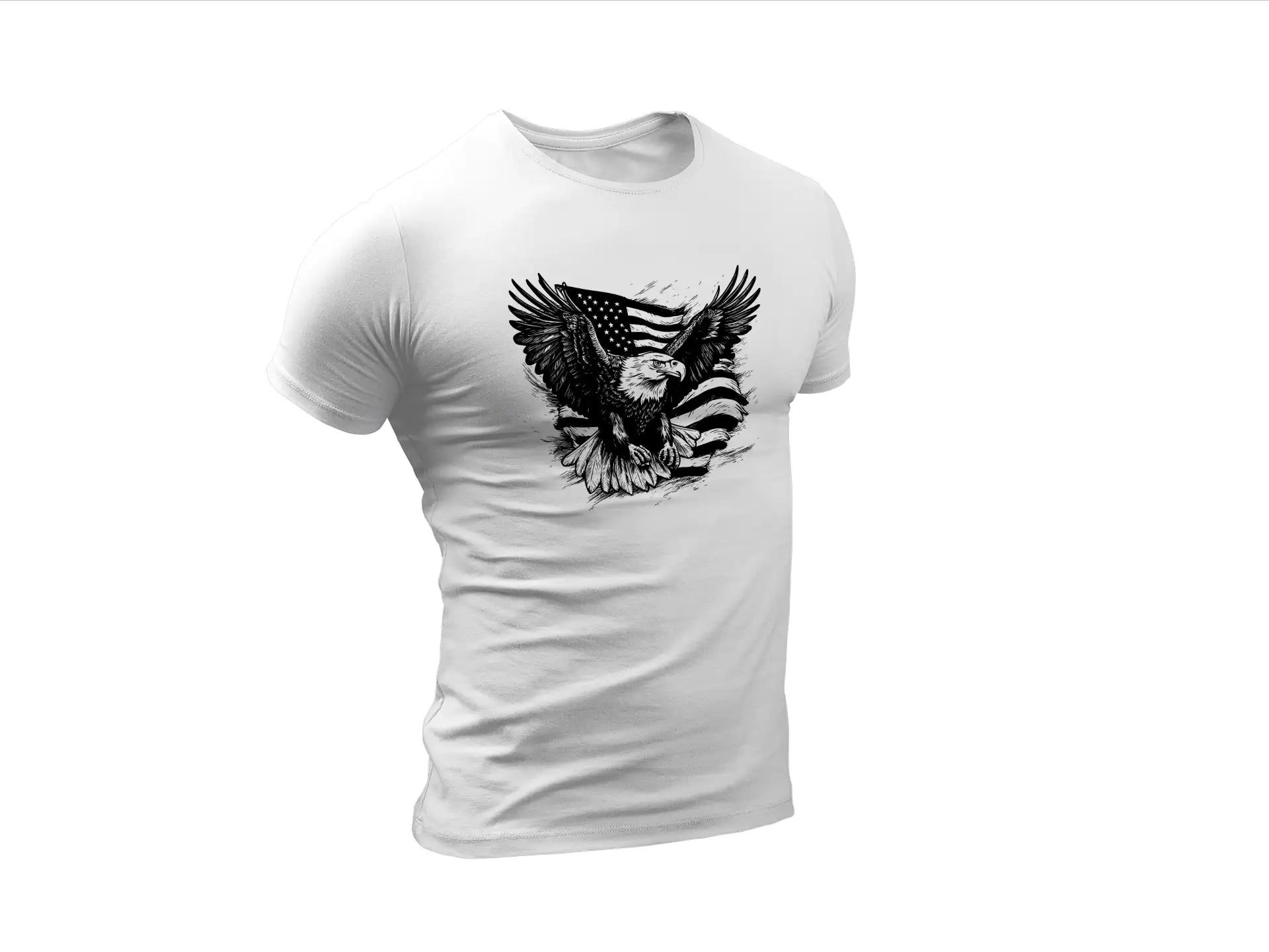 Patriotic Bald Eagle Soaring Above American Flag SVG SVG