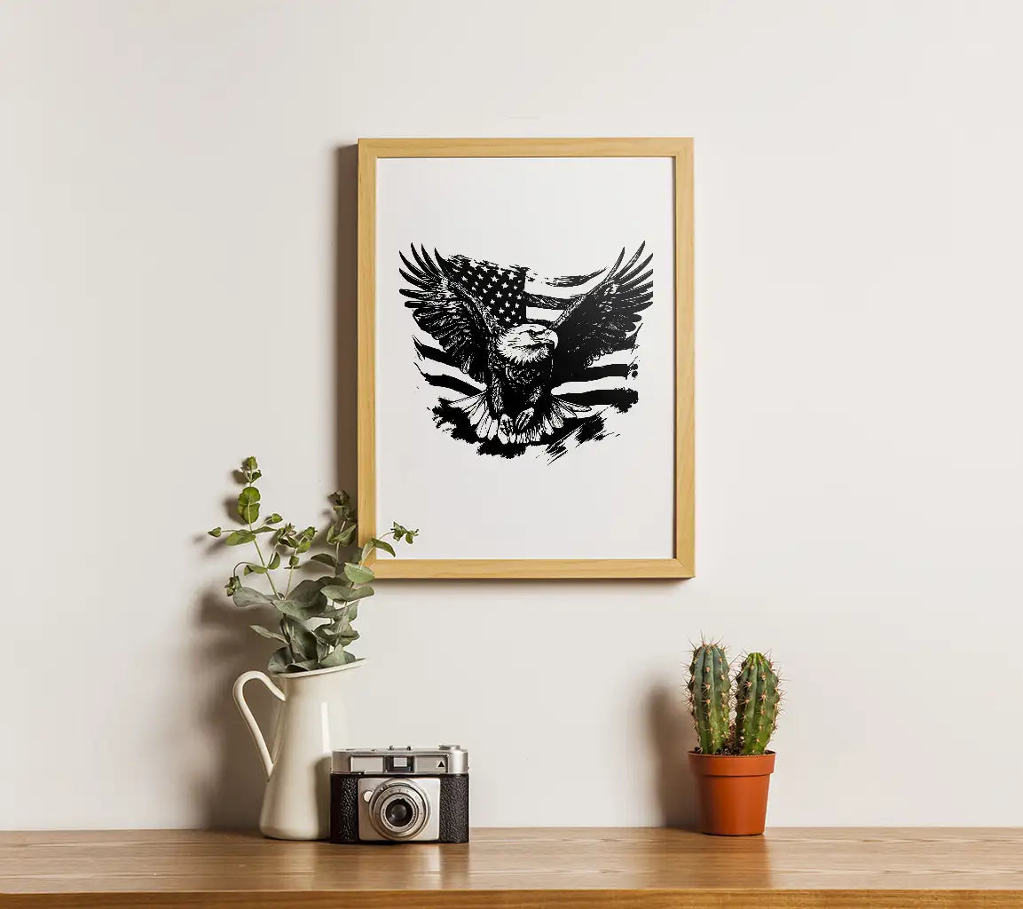 Bald Eagle & American Flag SVG - Patriotic Soaring Design SVG