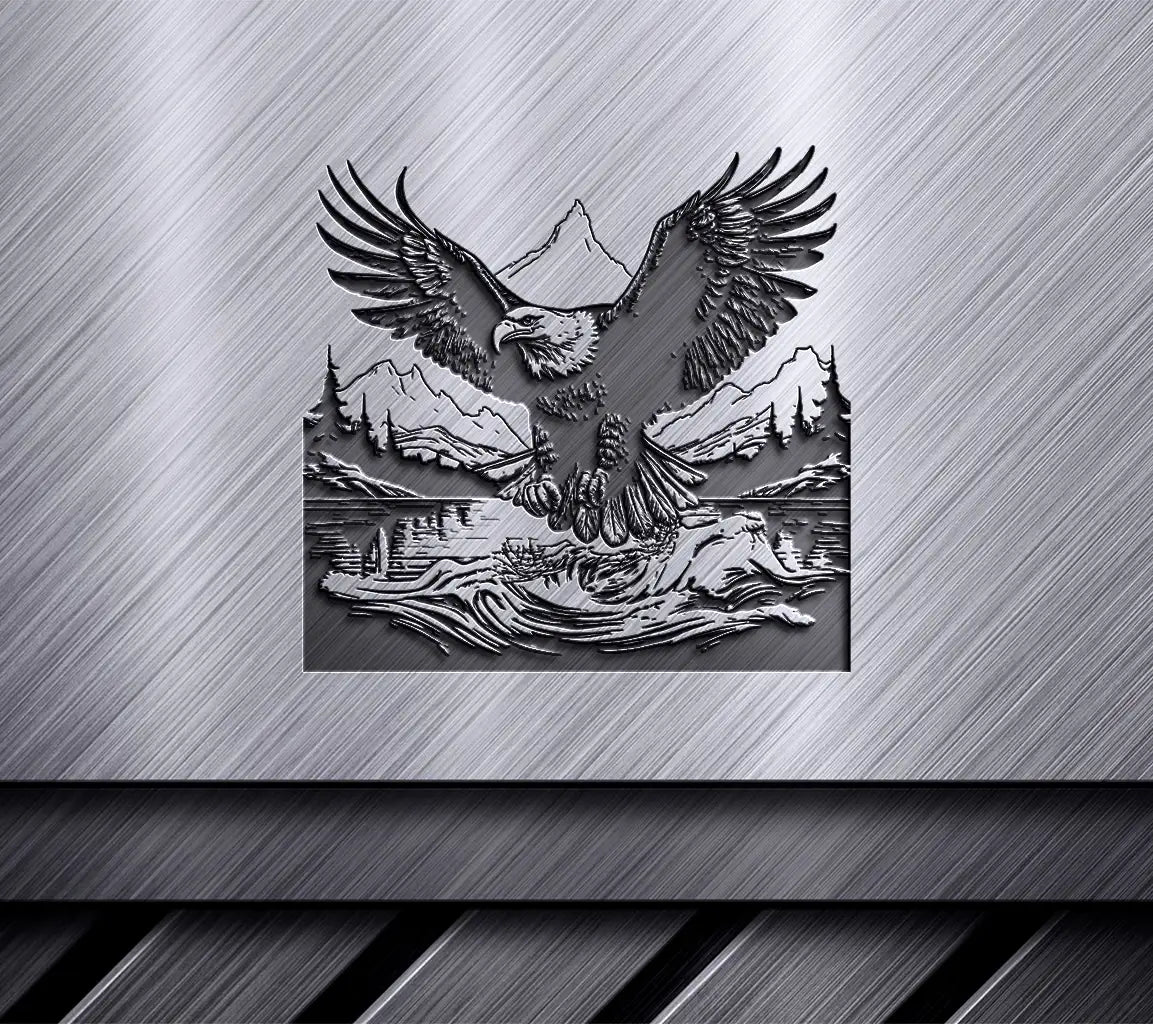  Eagle Soaring Over Lake SVG - Tranquil Water Reflection Design SVG