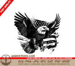 Patriotic Bald Eagle Soaring Above American Flag SVG SVG