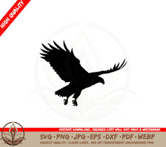 Bald Eagle Flying Silhouette SVG - Digital Download Cut File 