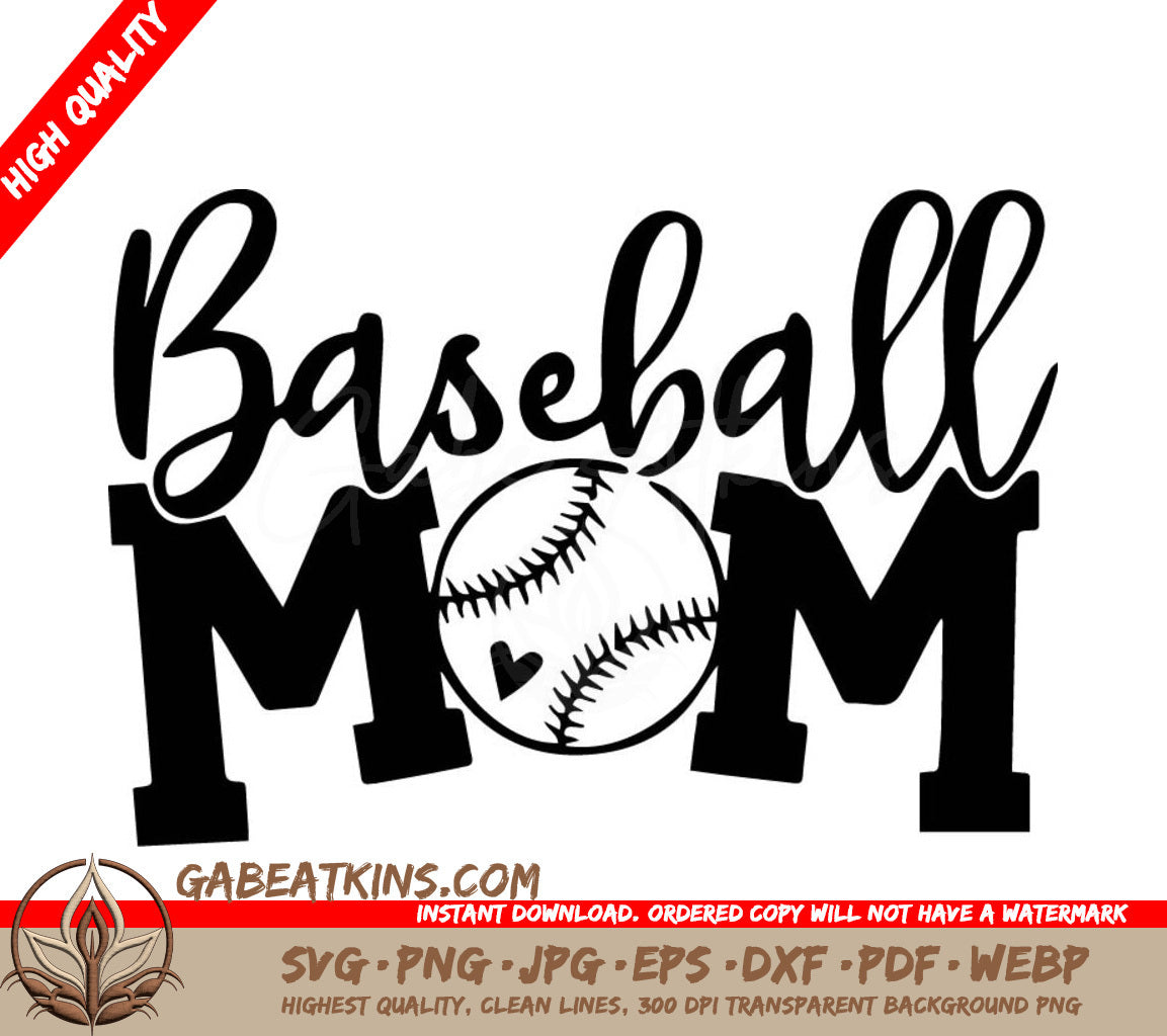 A Black And White Sign That Says Baseball Mom SVG - Baseball Mom SVG SVG