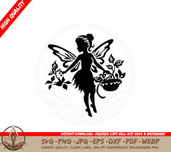 Basket-carrying Fairy SVG PNG JPG AI PDF DXF EPS and WebP Digital Download 