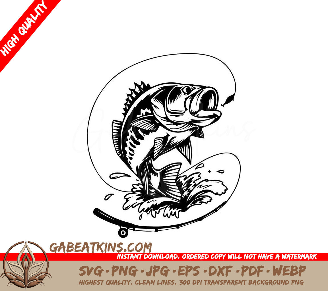  A Fish And A Fishing Rod SVG - Bass Fishing SVG SVG