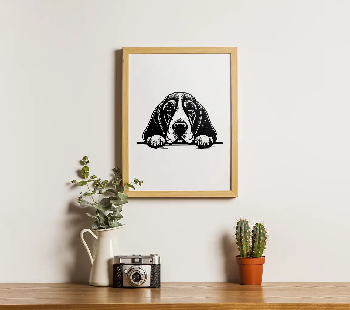 Basset Hound SVG -  Drawing, Paws Forward SVG