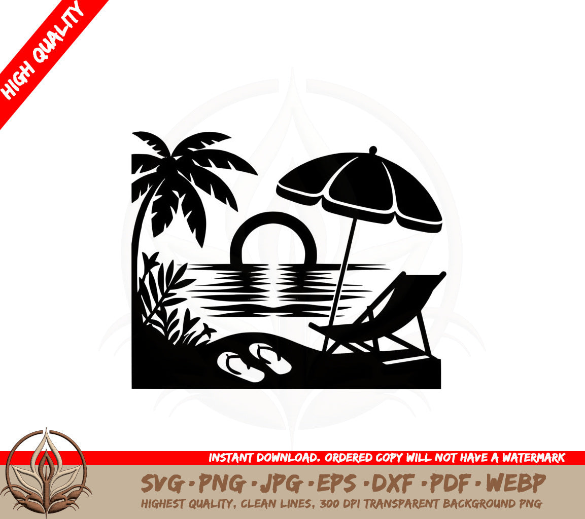 Beach Relaxation SVG PNG JPG AI PDF DXF EPS WebP - Digital Download 