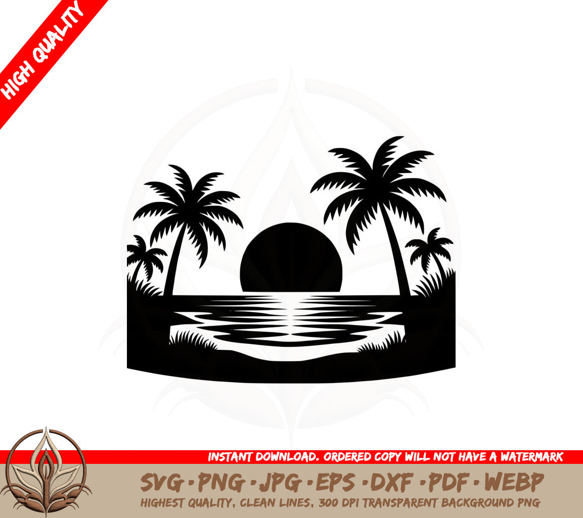 Beach Sunset Serenity SVG PNG JPG AI PDF DXF EPS and WebP Digital Download 