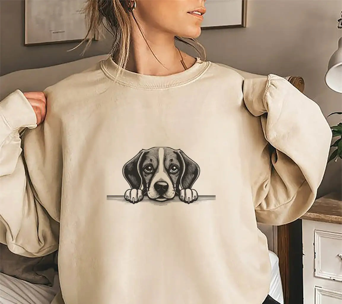 Beagle Peeking Over Wall SVG -  Drawing SVG