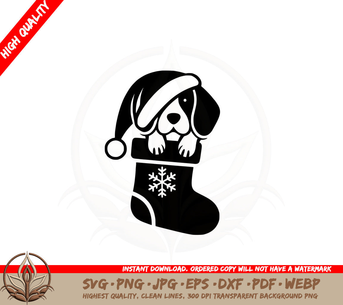 Beagle Christmas Surprise SVG PNG JPG AI PDF DXF EPS and WebP - Digital Download 