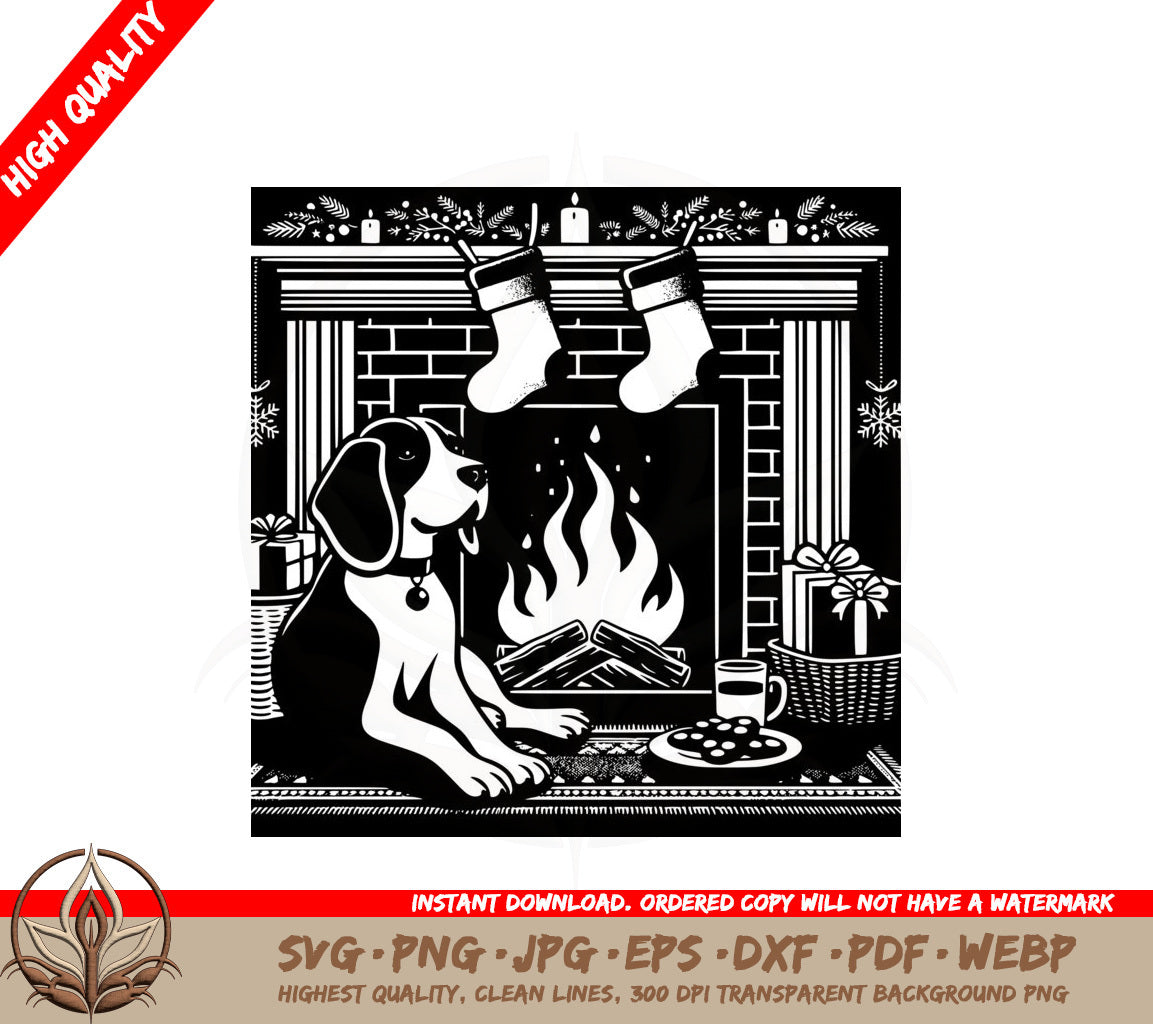 Beagle by the Fireplace SVG Cut File  