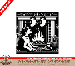 Beagle by the Fireplace SVG Cut File  