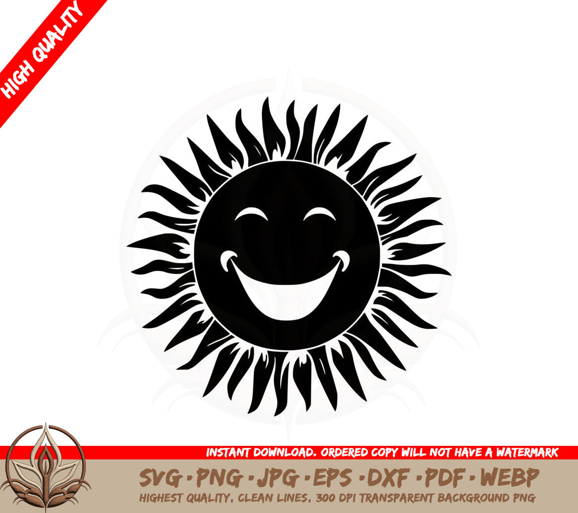 Beaming Smile on Radiant Sun SVG PNG JPG AI PDF DXF EPS and WebP Digital Download 