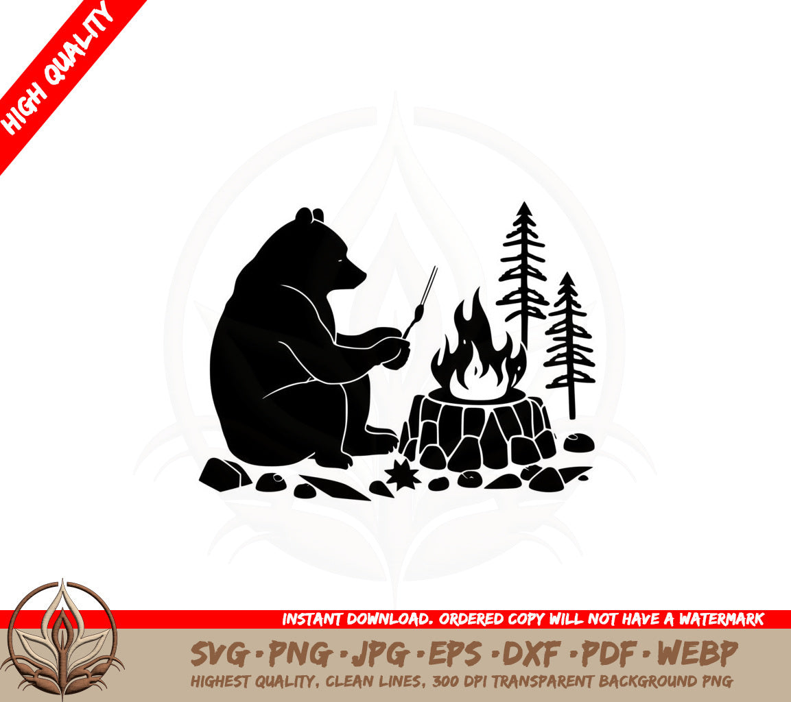 Bear by Campfire SVG PNG JPG AI PDF DXF EPS  WebP Digital Download 